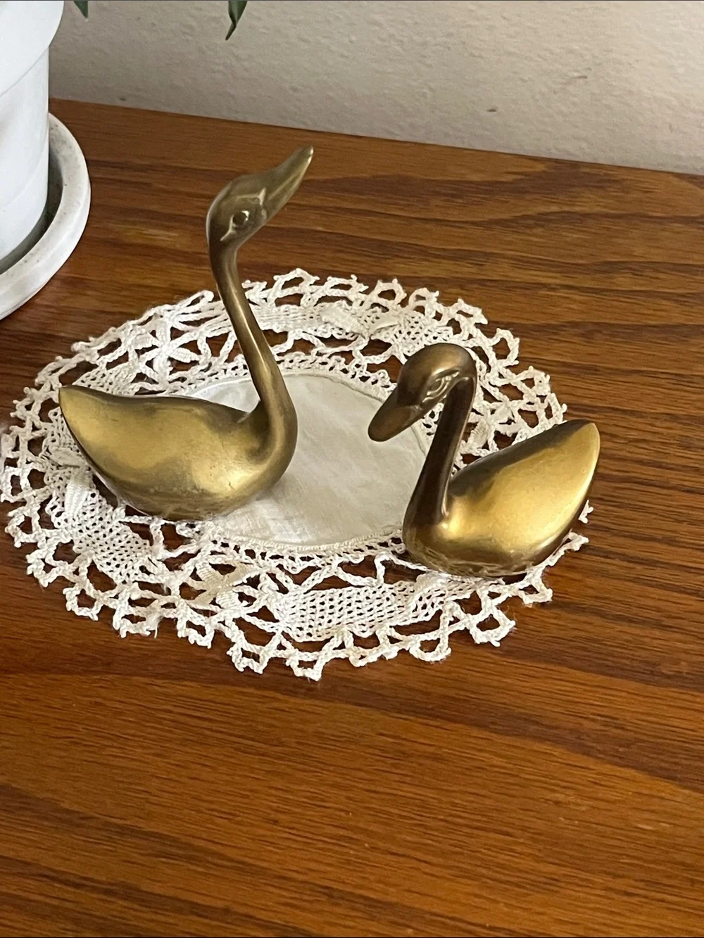 Mid century Brass Swan Figurines - Pair - Picture 2 of 4